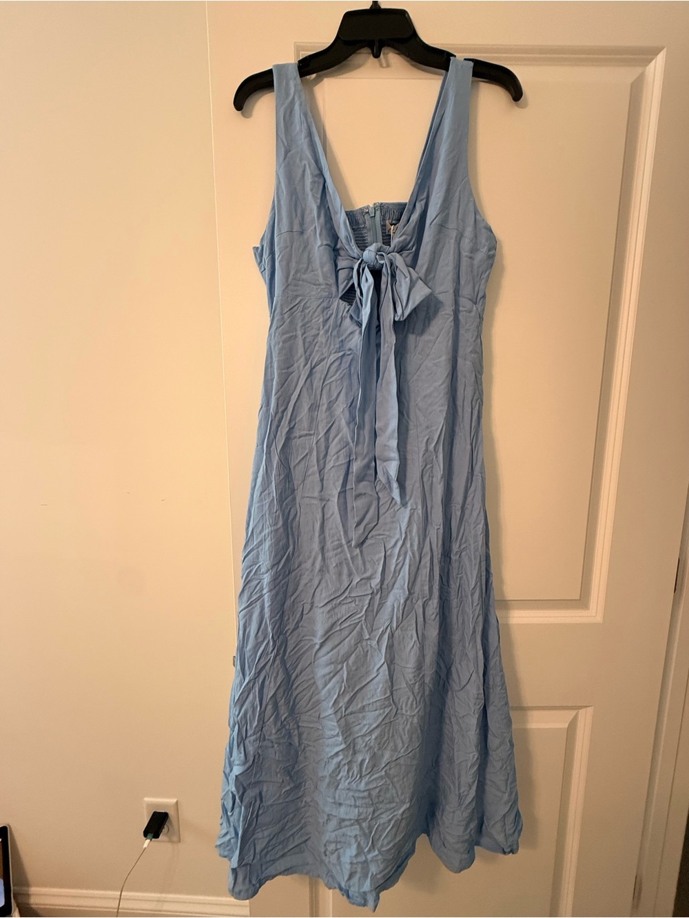 Petal & Pup Light Blue Tie-Front Sleeveless Maxi Dress